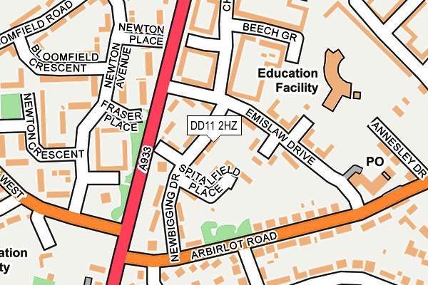 DD11 2HZ map - OS OpenMap – Local (Ordnance Survey)