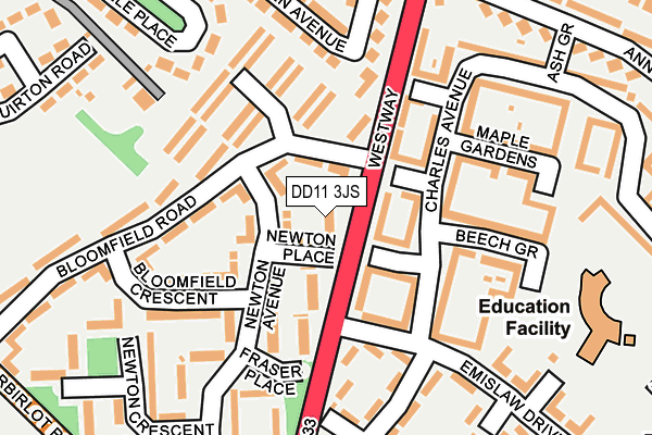 DD11 3JS map - OS OpenMap – Local (Ordnance Survey)