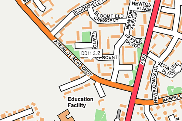 DD11 3JZ map - OS OpenMap – Local (Ordnance Survey)