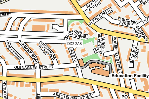 DD2 2AB map - OS OpenMap – Local (Ordnance Survey)