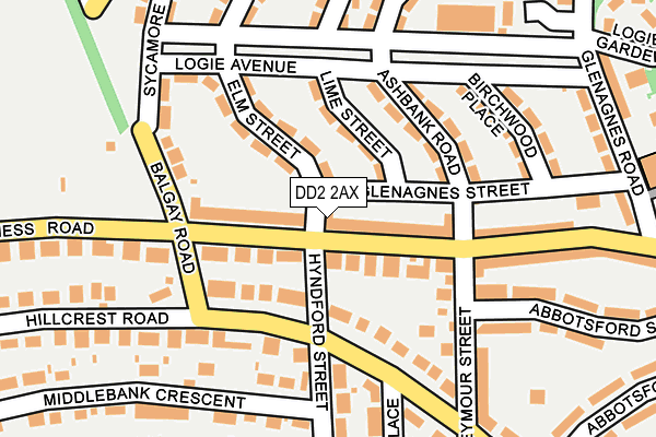 DD2 2AX map - OS OpenMap – Local (Ordnance Survey)