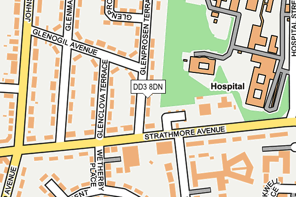 DD3 8DN map - OS OpenMap – Local (Ordnance Survey)