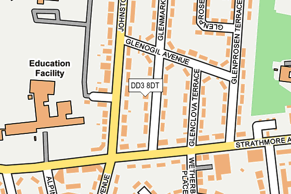DD3 8DT map - OS OpenMap – Local (Ordnance Survey)