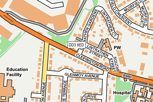 DD3 8ED map - OS OpenMap – Local (Ordnance Survey)