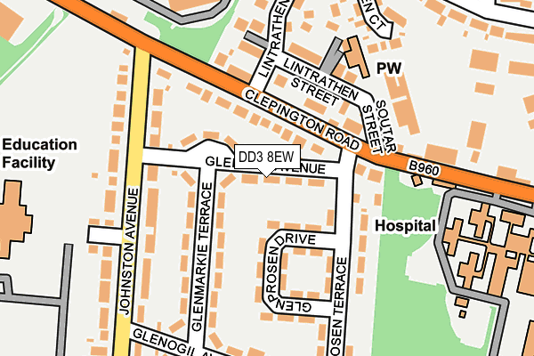 DD3 8EW map - OS OpenMap – Local (Ordnance Survey)