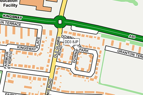 DD3 8JP map - OS OpenMap – Local (Ordnance Survey)