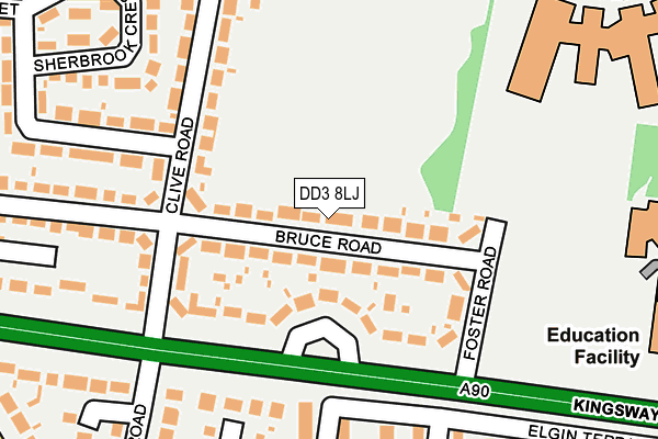 DD3 8LJ map - OS OpenMap – Local (Ordnance Survey)