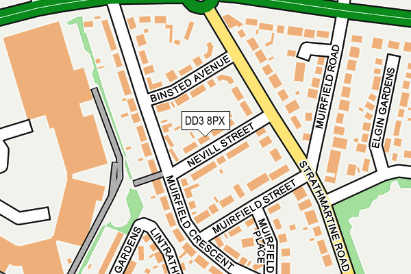 DD3 8PX map - OS OpenMap – Local (Ordnance Survey)