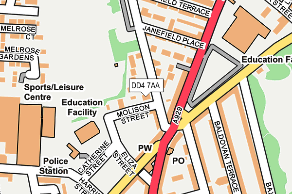 DD4 7AA map - OS OpenMap – Local (Ordnance Survey)