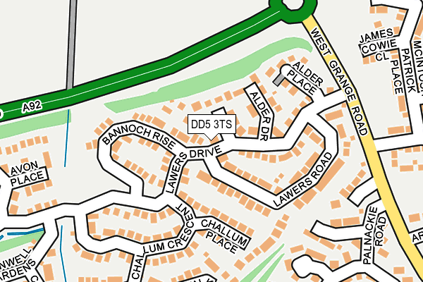 DD5 3TS map - OS OpenMap – Local (Ordnance Survey)