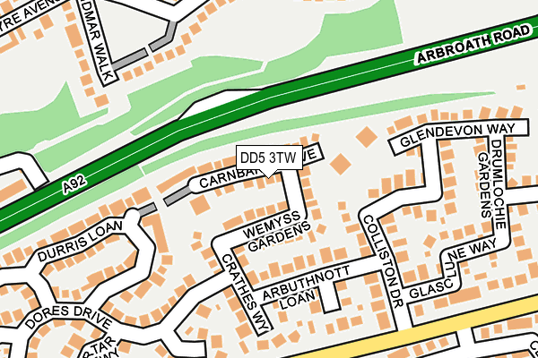 DD5 3TW map - OS OpenMap – Local (Ordnance Survey)