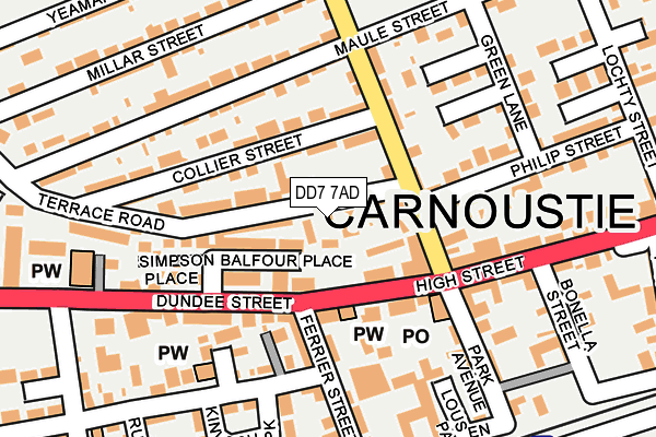 DD7 7AD map - OS OpenMap – Local (Ordnance Survey)