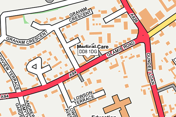 DD8 1DG map - OS OpenMap – Local (Ordnance Survey)