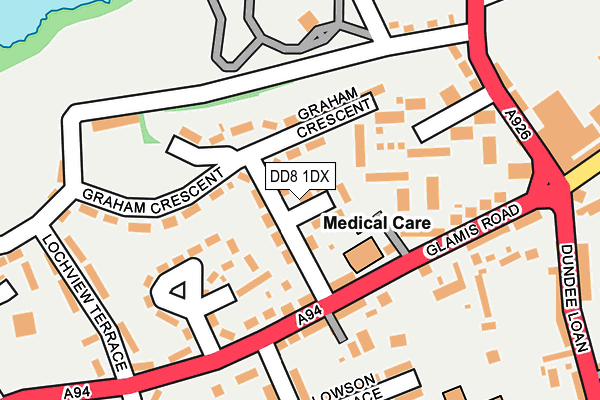 DD8 1DX map - OS OpenMap – Local (Ordnance Survey)