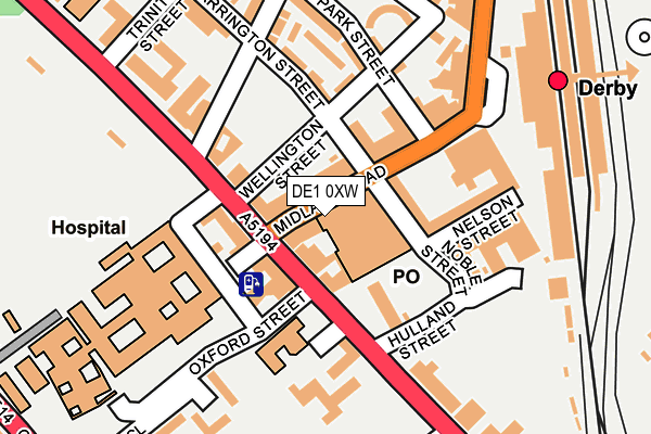 DE1 0XW map - OS OpenMap – Local (Ordnance Survey)