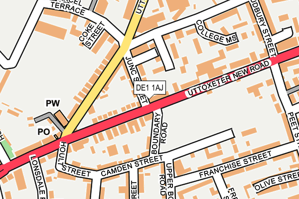 DE1 1AJ map - OS OpenMap – Local (Ordnance Survey)