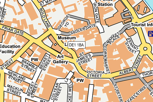 DE1 1BA map - OS OpenMap – Local (Ordnance Survey)