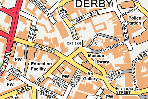 DE1 1BR map - OS OpenMap – Local (Ordnance Survey)