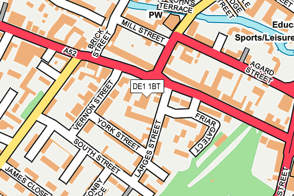 DE1 1BT map - OS OpenMap – Local (Ordnance Survey)