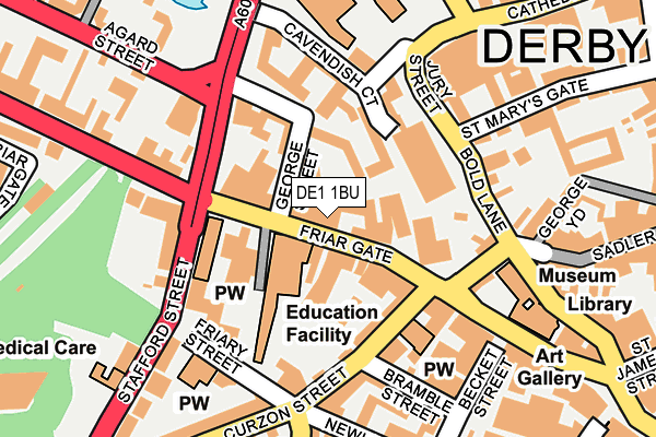 DE1 1BU map - OS OpenMap – Local (Ordnance Survey)