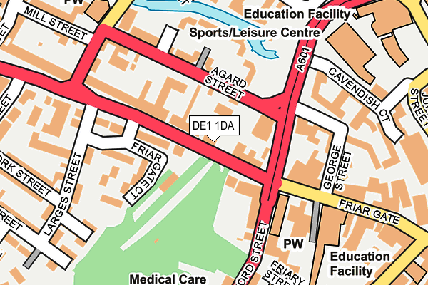 DE1 1DA map - OS OpenMap – Local (Ordnance Survey)