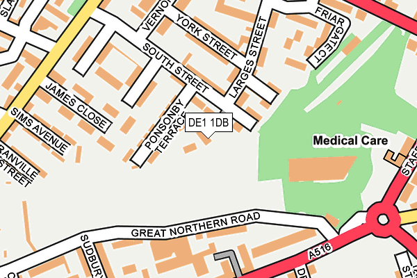 DE1 1DB map - OS OpenMap – Local (Ordnance Survey)