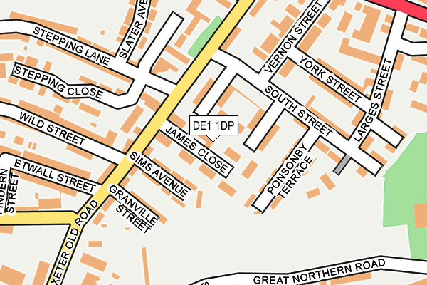 DE1 1DP map - OS OpenMap – Local (Ordnance Survey)