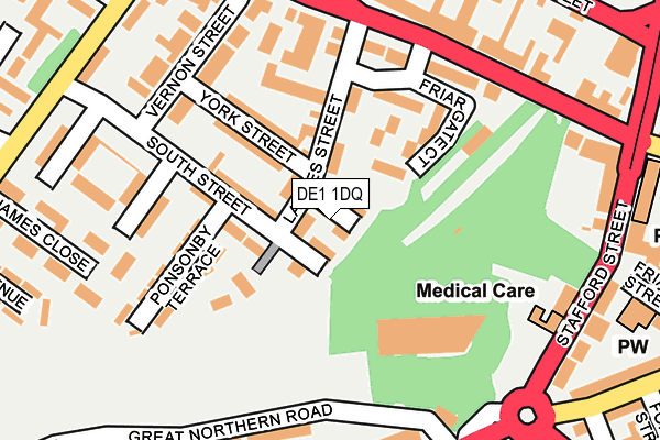 DE1 1DQ map - OS OpenMap – Local (Ordnance Survey)