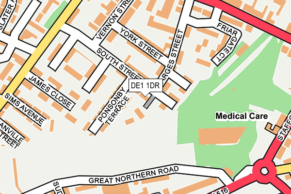 DE1 1DR map - OS OpenMap – Local (Ordnance Survey)