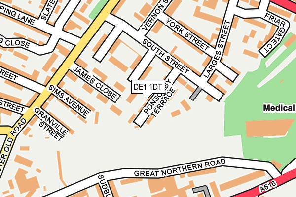 DE1 1DT map - OS OpenMap – Local (Ordnance Survey)
