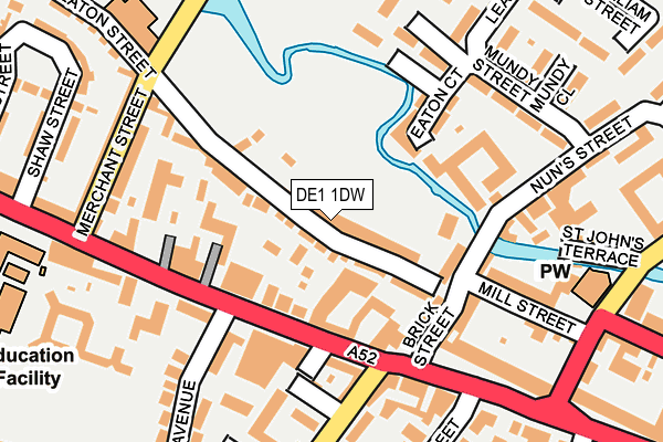 DE1 1DW map - OS OpenMap – Local (Ordnance Survey)