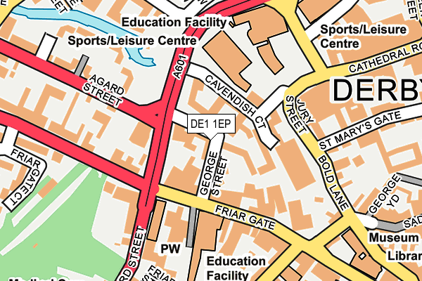 DE1 1EP map - OS OpenMap – Local (Ordnance Survey)