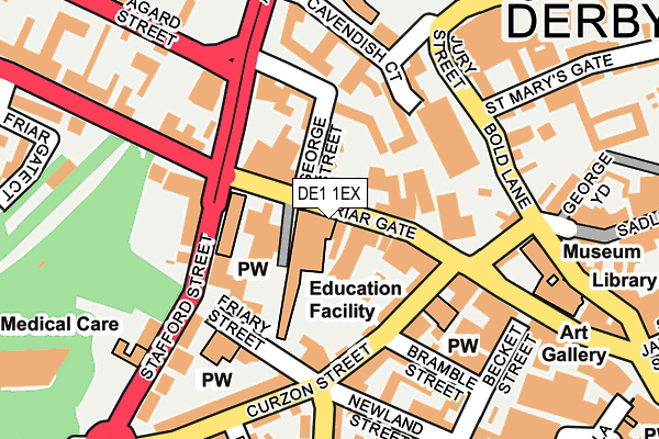 DE1 1EX map - OS OpenMap – Local (Ordnance Survey)