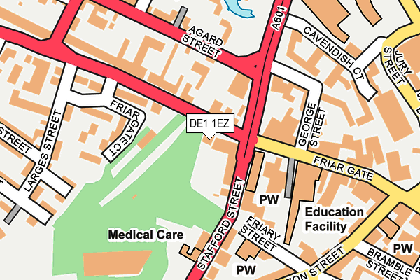 DE1 1EZ map - OS OpenMap – Local (Ordnance Survey)