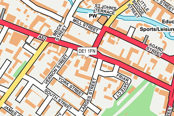 DE1 1FN map - OS OpenMap – Local (Ordnance Survey)