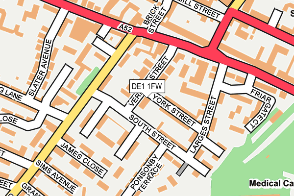 DE1 1FW map - OS OpenMap – Local (Ordnance Survey)