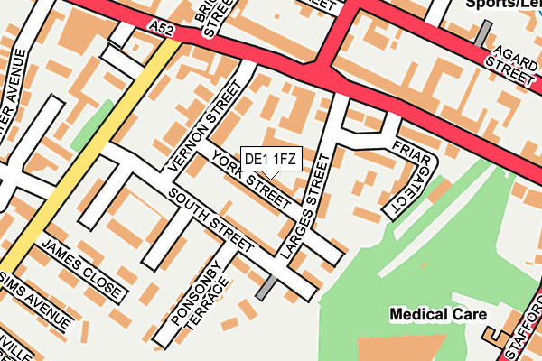 DE1 1FZ map - OS OpenMap – Local (Ordnance Survey)