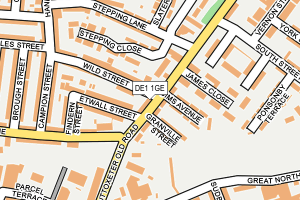 DE1 1GE map - OS OpenMap – Local (Ordnance Survey)