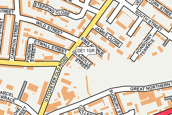 DE1 1GR map - OS OpenMap – Local (Ordnance Survey)