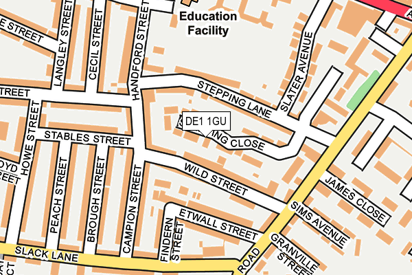 DE1 1GU map - OS OpenMap – Local (Ordnance Survey)