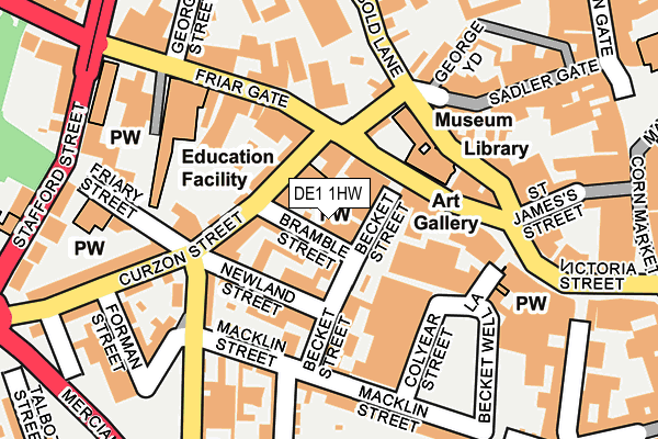 DE1 1HW map - OS OpenMap – Local (Ordnance Survey)
