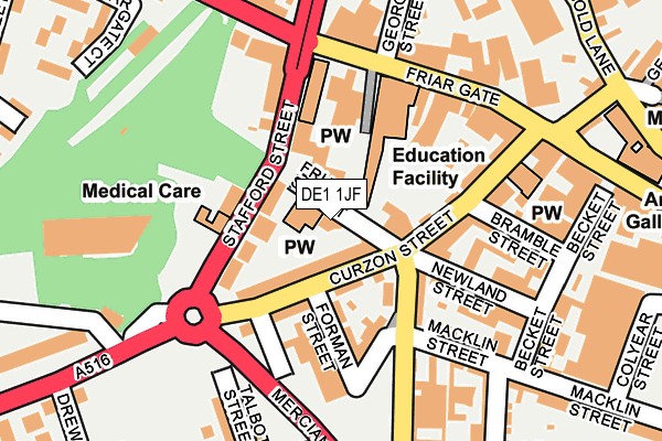 DE1 1JF map - OS OpenMap – Local (Ordnance Survey)