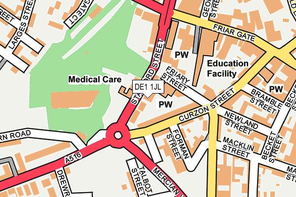 DE1 1JL map - OS OpenMap – Local (Ordnance Survey)
