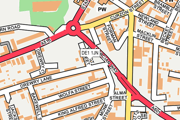 DE1 1JN map - OS OpenMap – Local (Ordnance Survey)