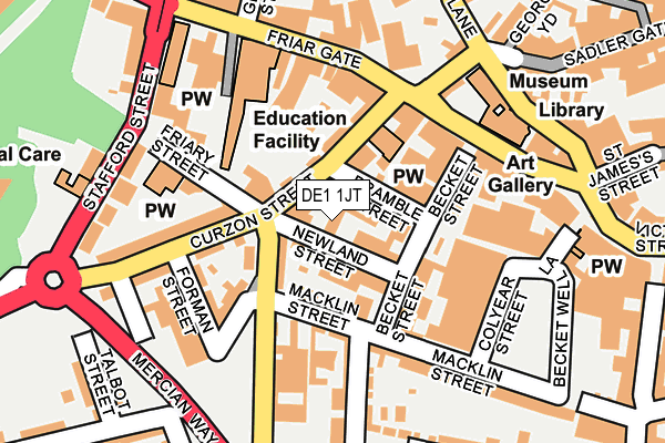 DE1 1JT map - OS OpenMap – Local (Ordnance Survey)