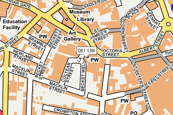 DE1 1JW map - OS OpenMap – Local (Ordnance Survey)