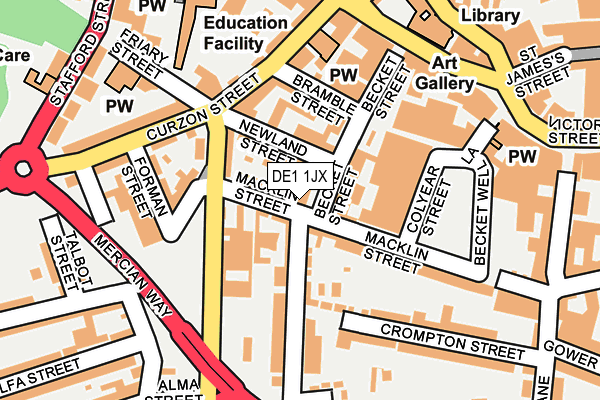 DE1 1JX map - OS OpenMap – Local (Ordnance Survey)
