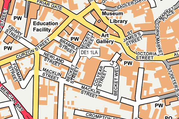 DE1 1LA map - OS OpenMap – Local (Ordnance Survey)