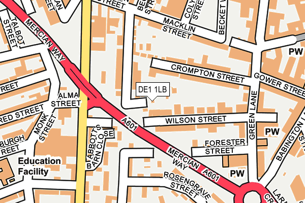 DE1 1LB map - OS OpenMap – Local (Ordnance Survey)