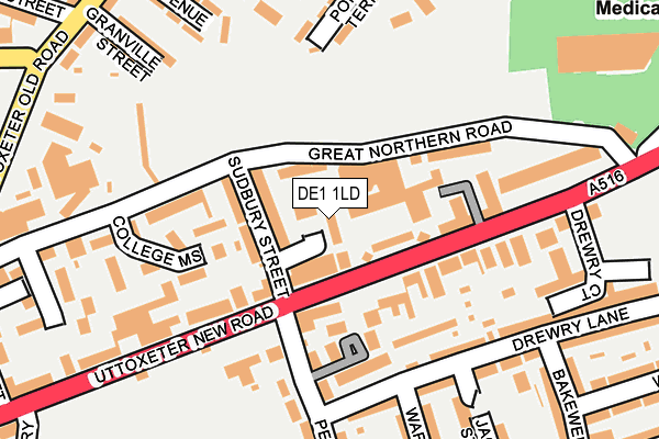 DE1 1LD map - OS OpenMap – Local (Ordnance Survey)